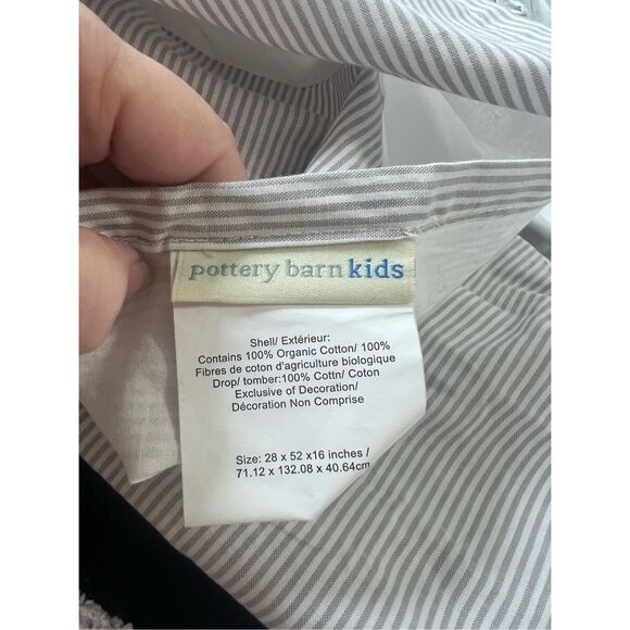 Pottery Barn Kids Crib Skirt PBK Taylor Dot Stripe Baby Dust Ruffle Gray - Picture 2 of 5